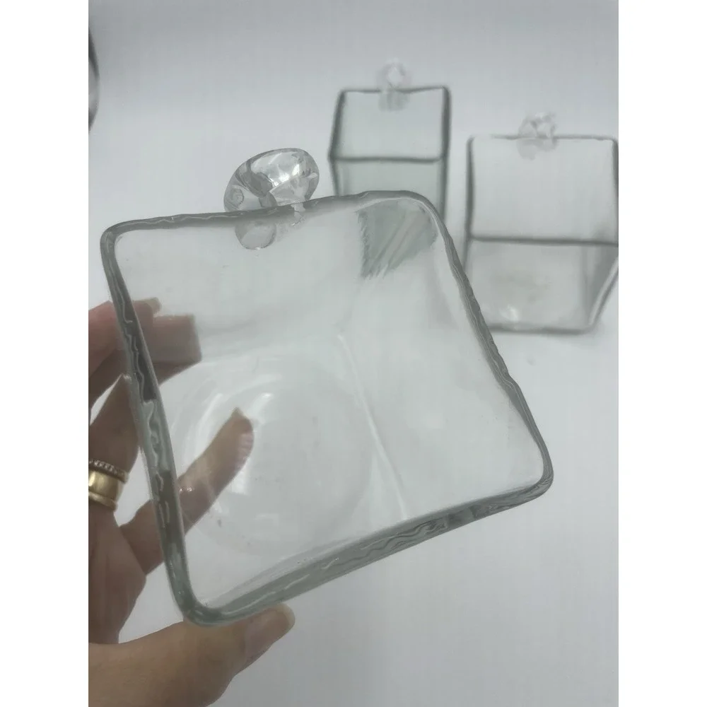 Set of 3 Handblown Hanging Glass Vases Karma Gifts Plant Cuttings Flower Display
